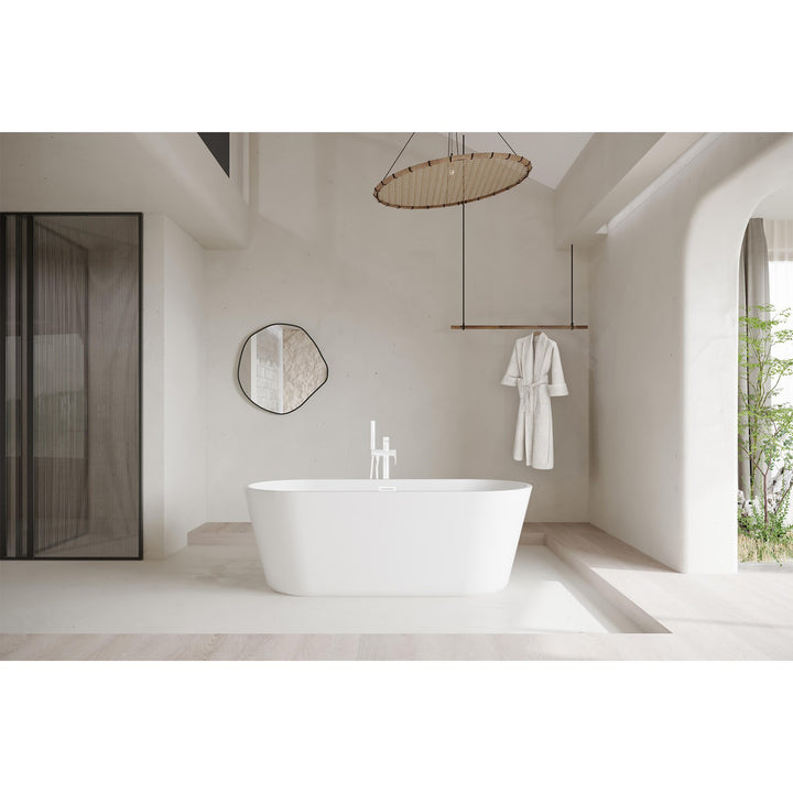 71 Inch Soaking Bathtub In Glossy White With Polished White Trim - View 2 - Joshua Marshal