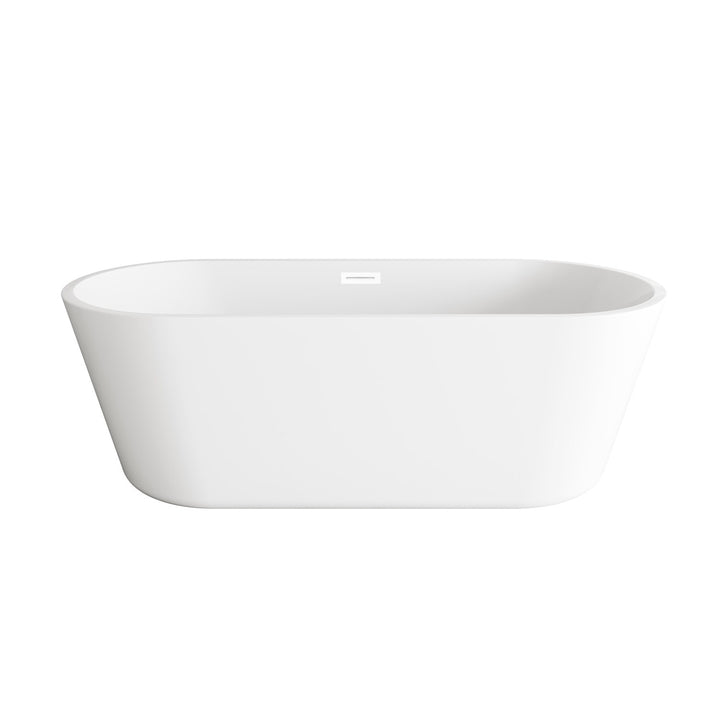71 Inch Soaking Bathtub In Glossy White With Polished White Trim - View 3 - Joshua Marshal