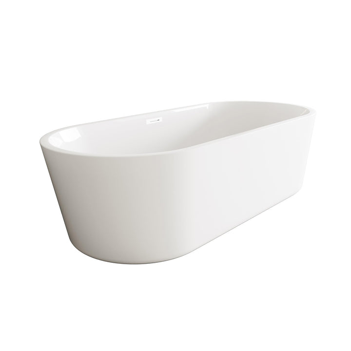 71 Inch Soaking Bathtub In Glossy White With Polished White Trim - View 5 - Joshua Marshal