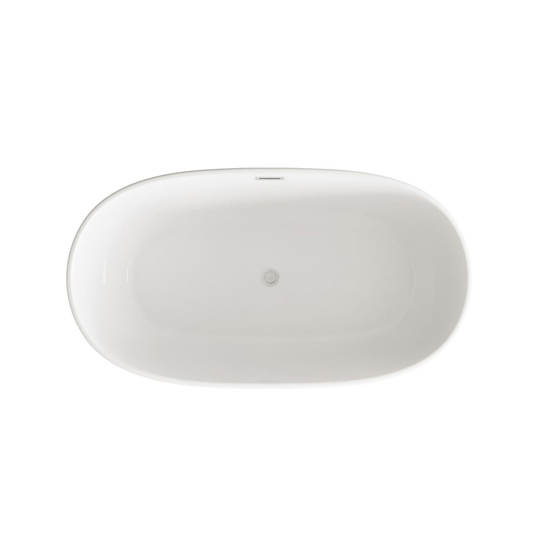 54 Inch Soaking Bathtub In Glossy White With Brushed Nickel Trim - View 6 - Joshua Marshal