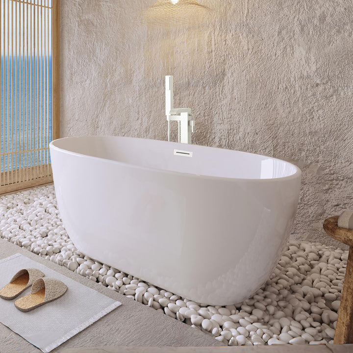 54 Inch Soaking Bathtub In Glossy White With Polished White Trim Glossy White Finish - KITCHEN & BATH by Joshua Marshal