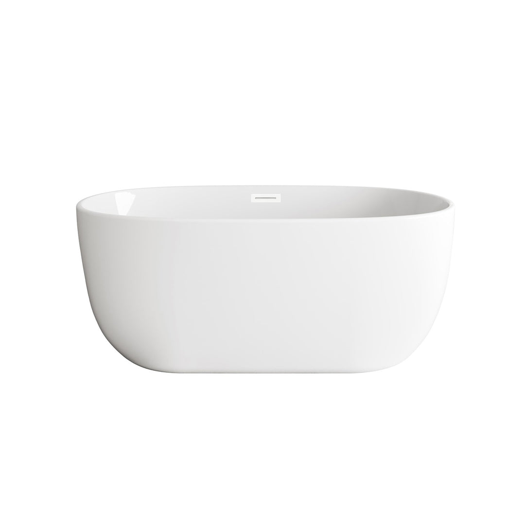 54 Inch Soaking Bathtub In Glossy White With Polished White Trim - View 3 - Joshua Marshal