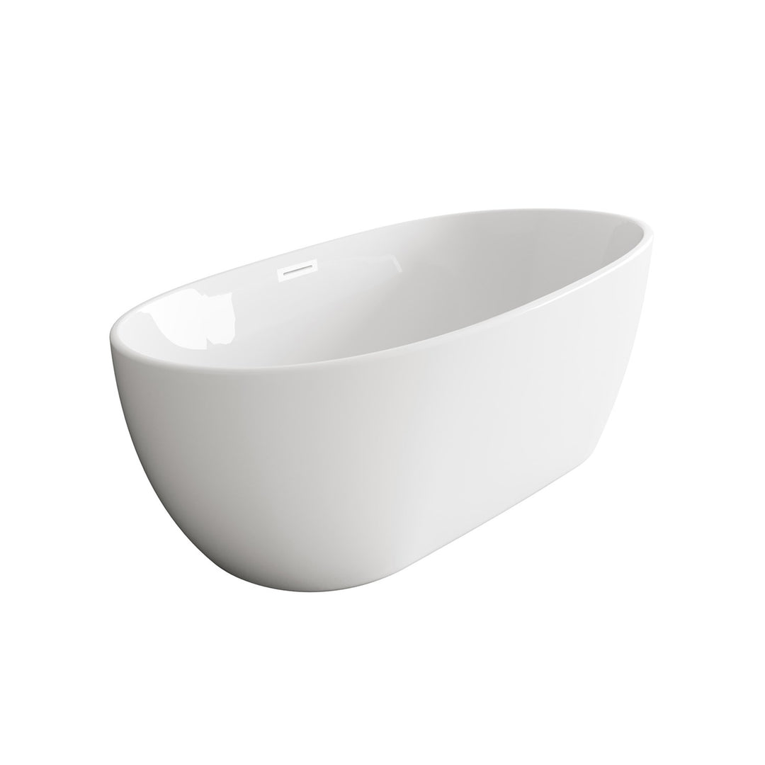 54 Inch Soaking Bathtub In Glossy White With Polished White Trim - View 4 - Joshua Marshal