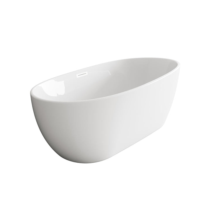 54 Inch Soaking Bathtub In Glossy White With Polished White Trim - View 4 - Joshua Marshal