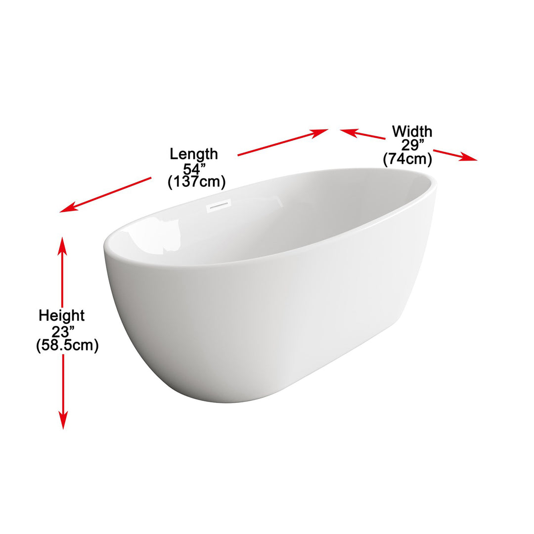 54 Inch Soaking Bathtub In Glossy White With Polished White Trim - View 6 - Joshua Marshal
