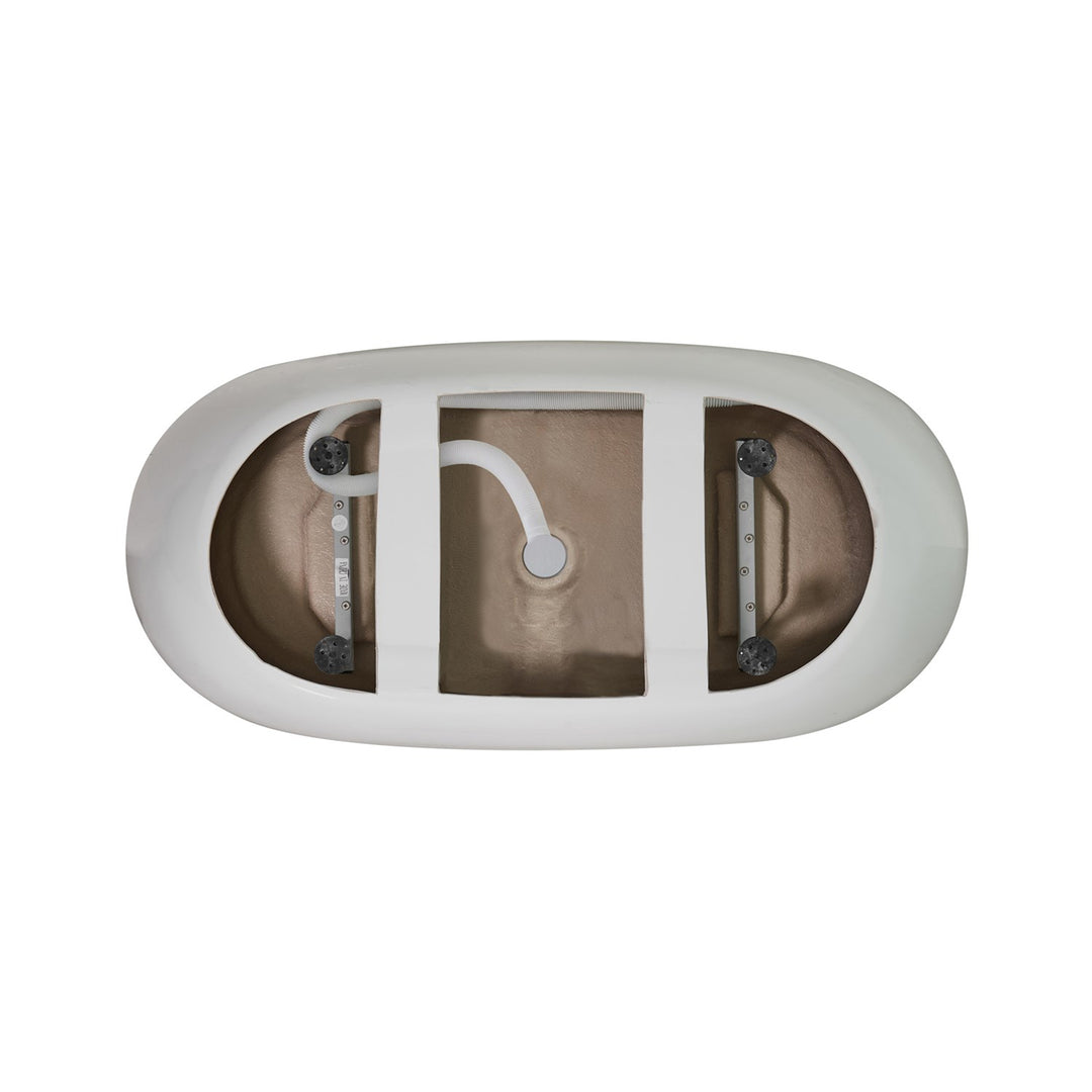 59 Inch Soaking Bathtub In Glossy White With Brushed Gold Trim - View 6 - Joshua Marshal