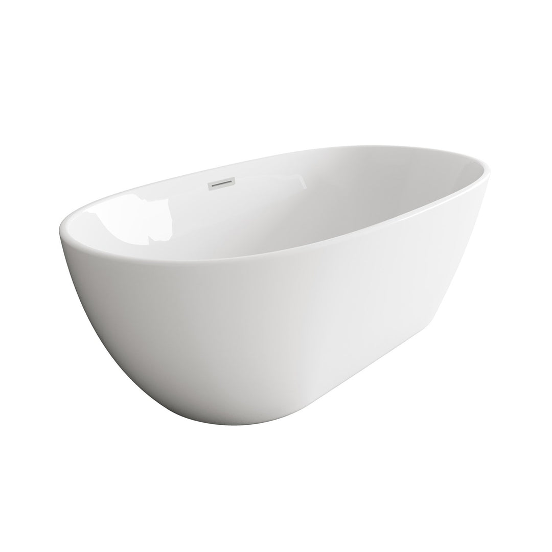 59 Inch Soaking Bathtub In Glossy White With Brushed Nickel Trim - View 4 - Joshua Marshal