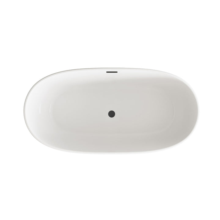 59 Inch Soaking Bathtub In Glossy White With Matte Black Trim - View 4 - Joshua Marshal