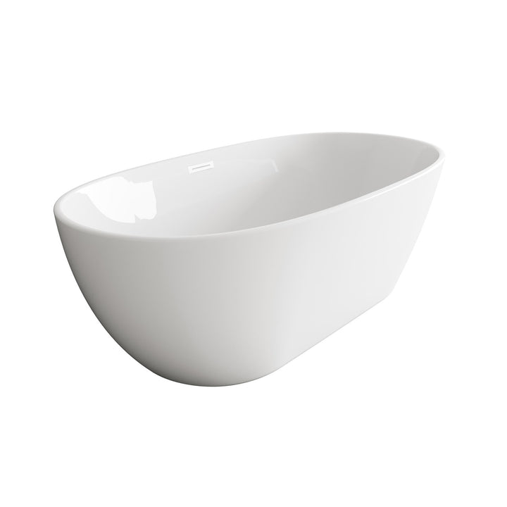 59 Inch Soaking Bathtub In Glossy White With Polished White Trim - View 4 - Joshua Marshal