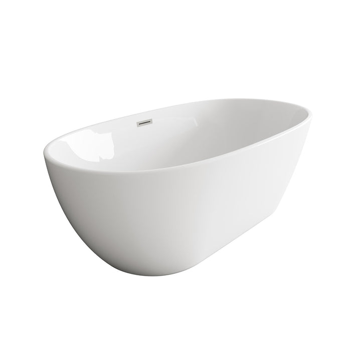 67 Inch Soaking Bathtub In Glossy White With Brushed Nickel Trim - View 4 - Joshua Marshal