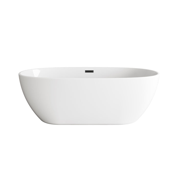 67 Inch Soaking Bathtub In Glossy White With Matte Black Trim - View 3 - Joshua Marshal