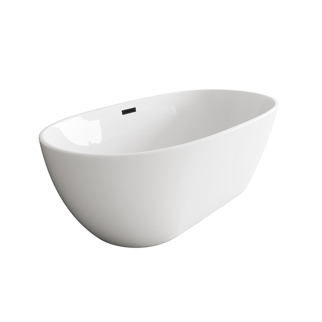 67 Inch Soaking Bathtub In Glossy White With Matte Black Trim - View 4 - Joshua Marshal