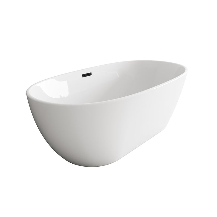 67 Inch Soaking Bathtub In Glossy White With Matte Black Trim - View 4 - Joshua Marshal