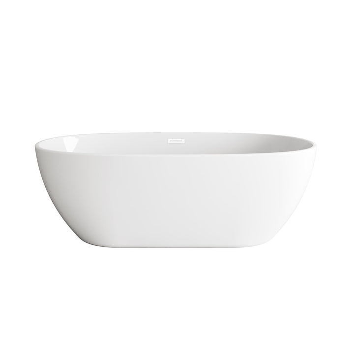 67 Inch Soaking Bathtub In Glossy White With Polished White Trim - View 3 - Joshua Marshal
