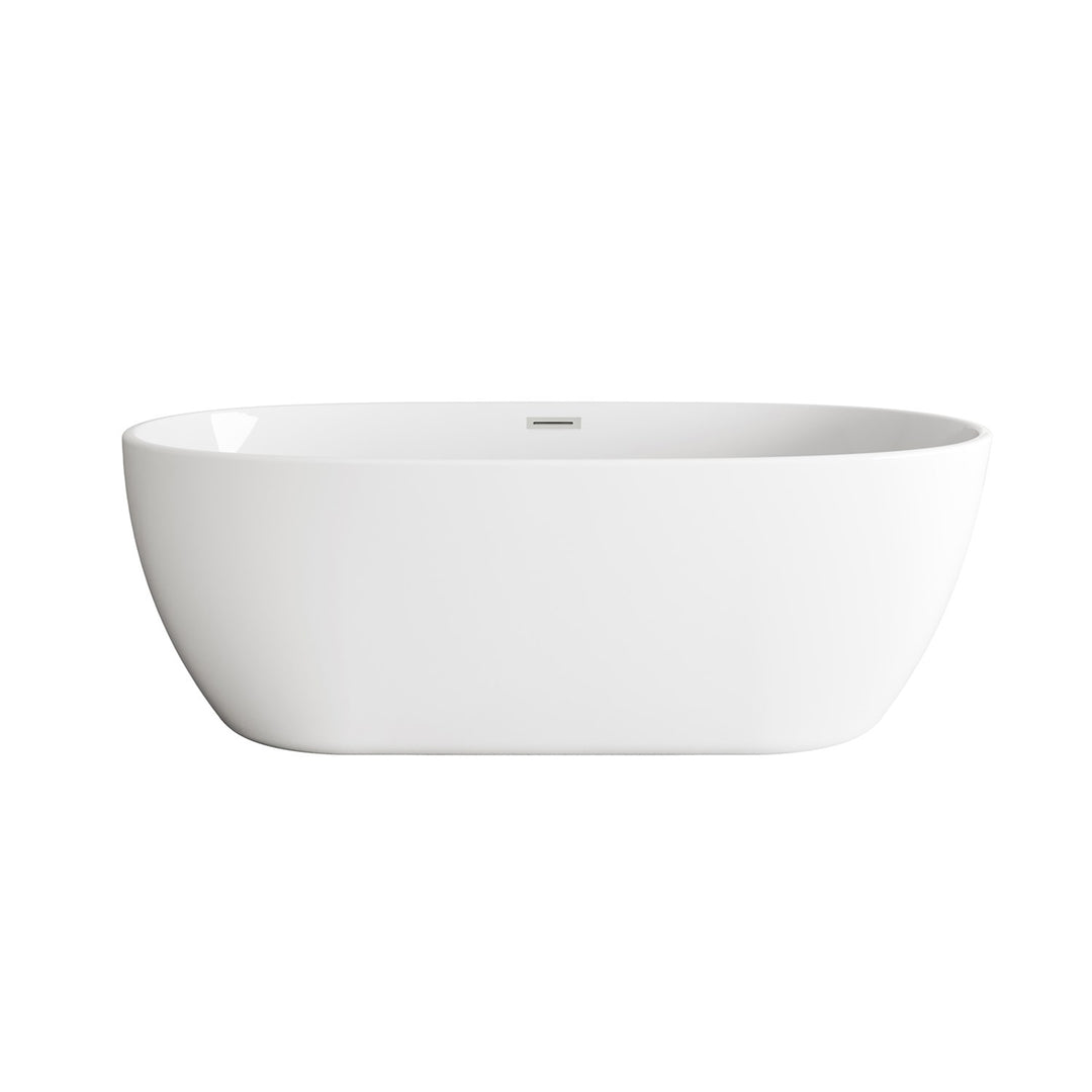77 Inch Soaking Bathtub In Glossy White With Brushed Nickel Trim - View 3 - Joshua Marshal