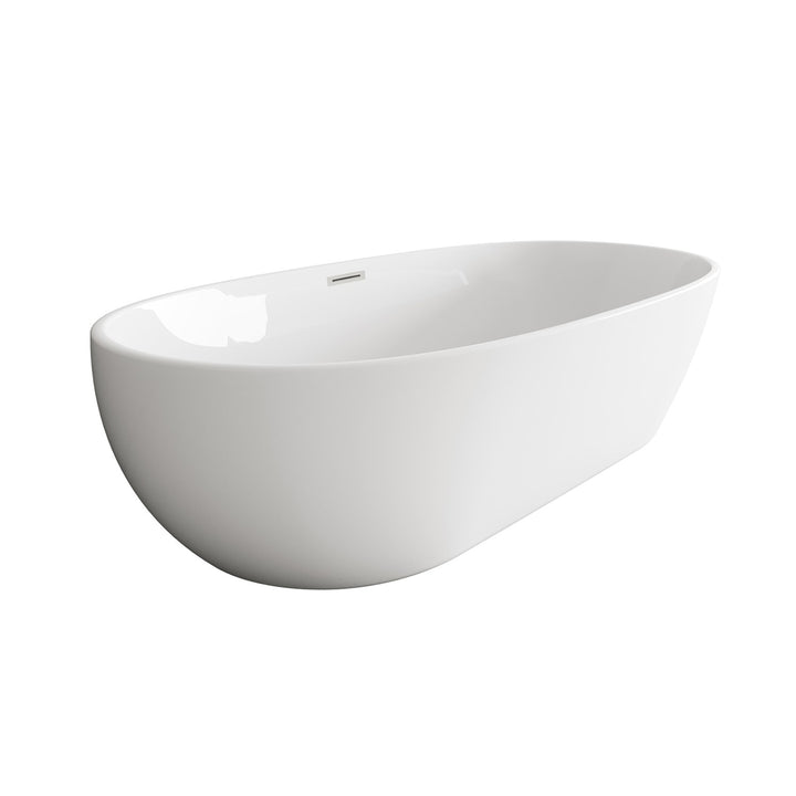 77 Inch Soaking Bathtub In Glossy White With Brushed Nickel Trim - View 4 - Joshua Marshal