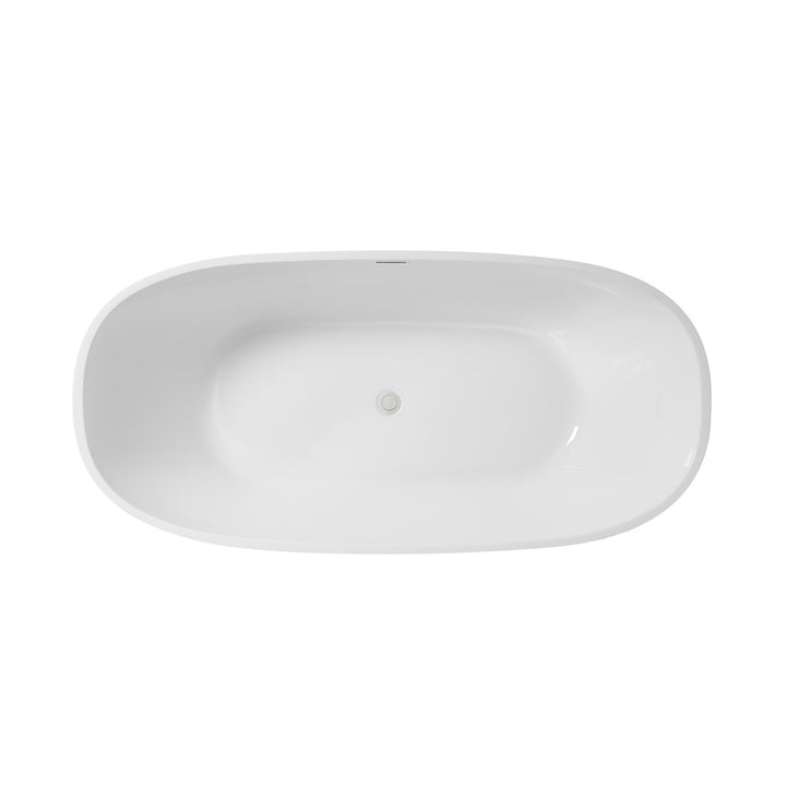 77 Inch Soaking Bathtub In Glossy White With Brushed Nickel Trim - View 5 - Joshua Marshal
