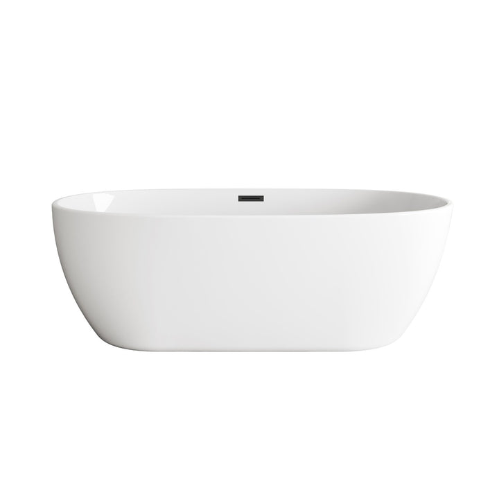 77 Inch Soaking Bathtub In Glossy White With Matte Black Trim - View 3 - Joshua Marshal