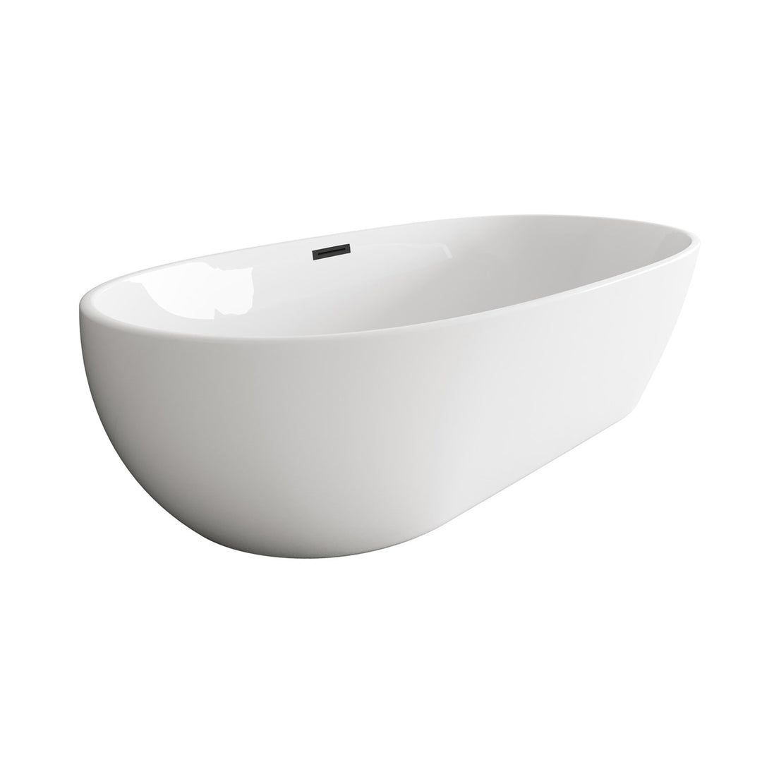 77 Inch Soaking Bathtub In Glossy White With Matte Black Trim - View 4 - Joshua Marshal