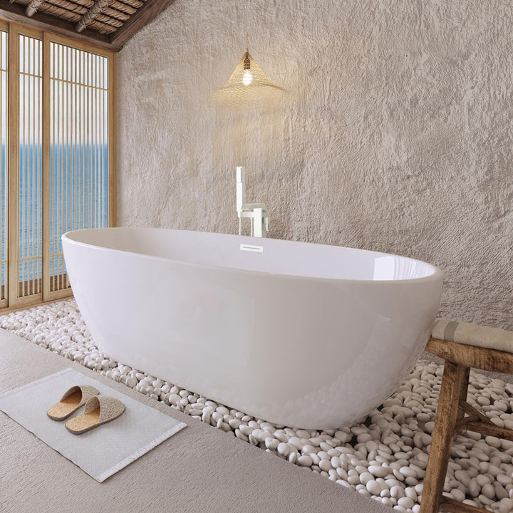 77 Inch Soaking Bathtub In Glossy White With Polished White Trim Glossy White Finish - KITCHEN & BATH by Joshua Marshal