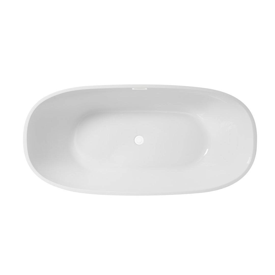 77 Inch Soaking Bathtub In Glossy White With Polished White Trim - View 4 - Joshua Marshal