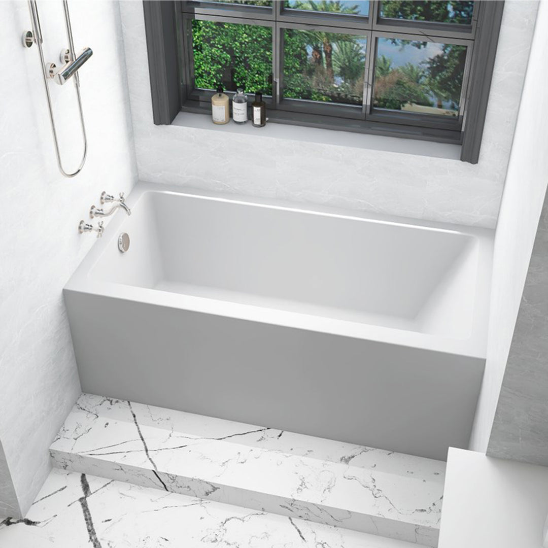 Alcove Soaking Bathtub 30X60 Inch Left Drain In Glossy White Glossy White Finish - KITCHEN & BATH by Joshua Marshal