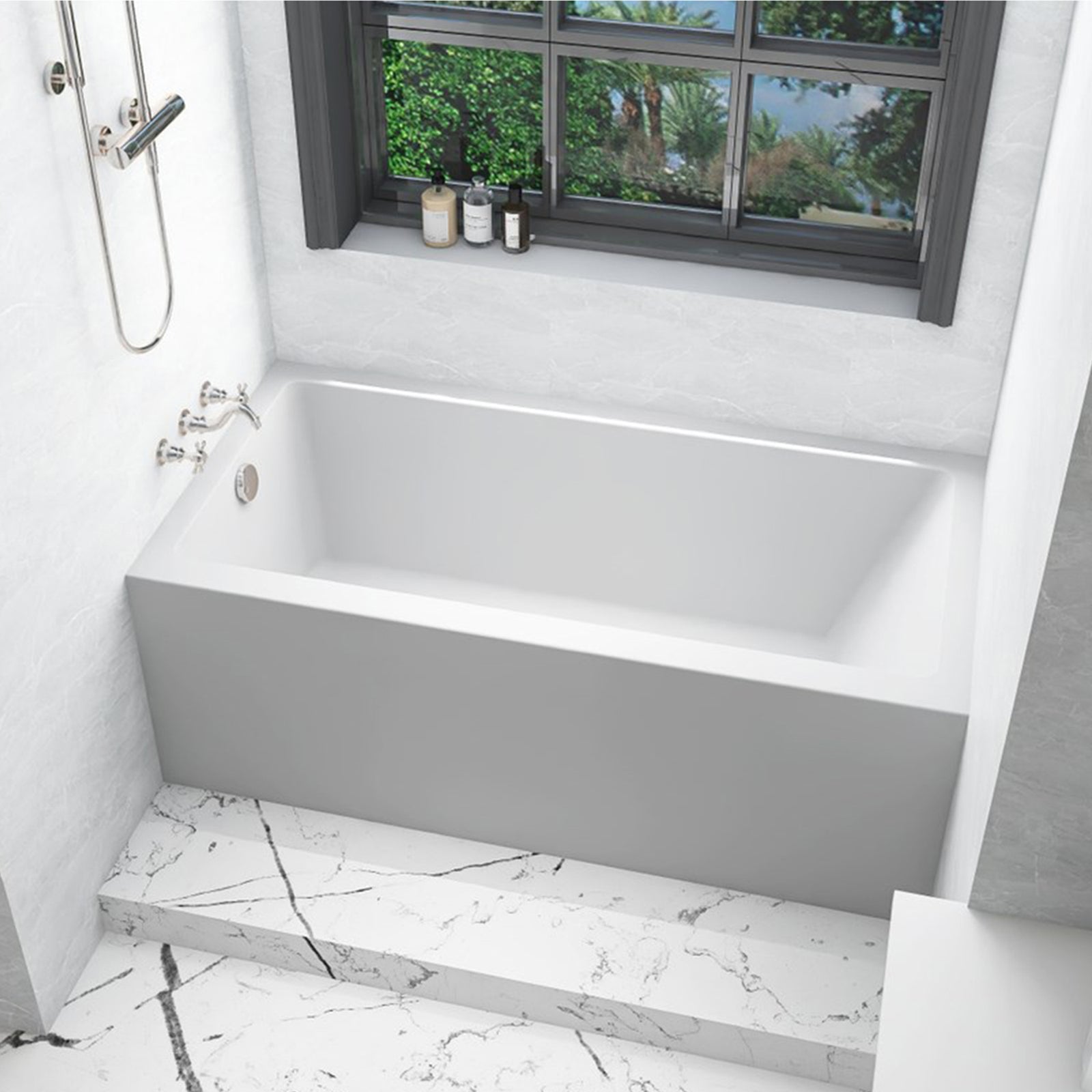 Alcove Soaking Bathtub 30X60 Inch Left Drain In Glossy White Glossy White Finish - KITCHEN & BATH by Joshua Marshal