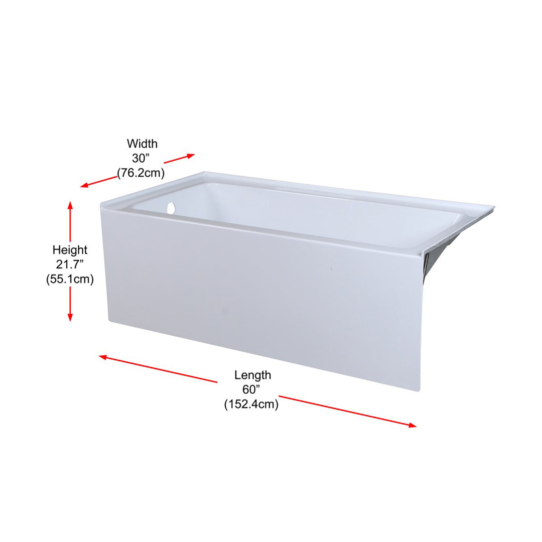 Alcove Soaking Bathtub 30X60 Inch Left Drain In Glossy White - View 6 - Joshua Marshal