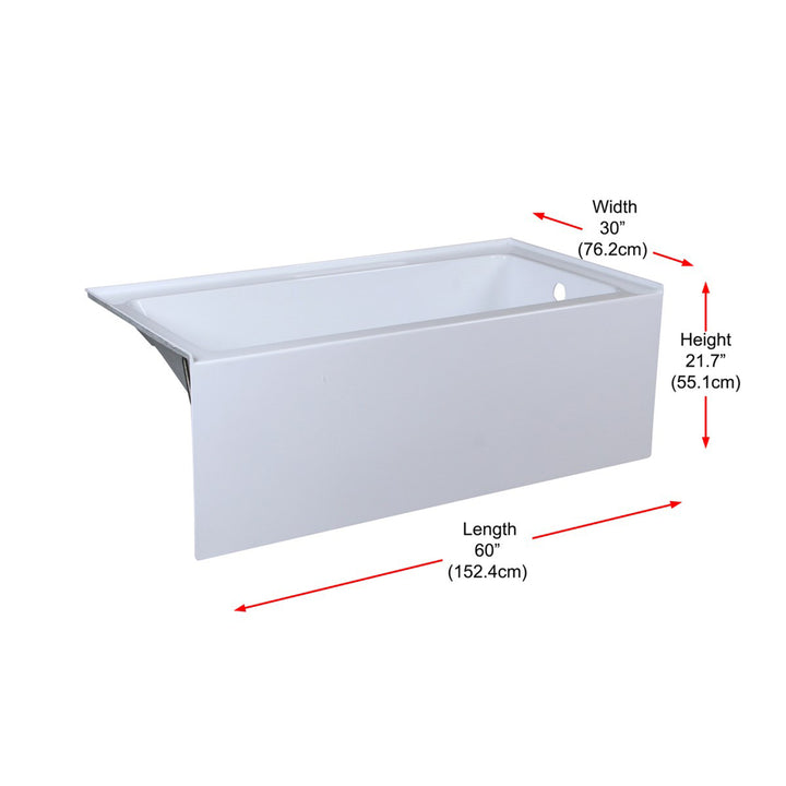 Alcove Soaking Bathtub 30X60 Inch Right Drain In Glossy White - View 6 - Joshua Marshal