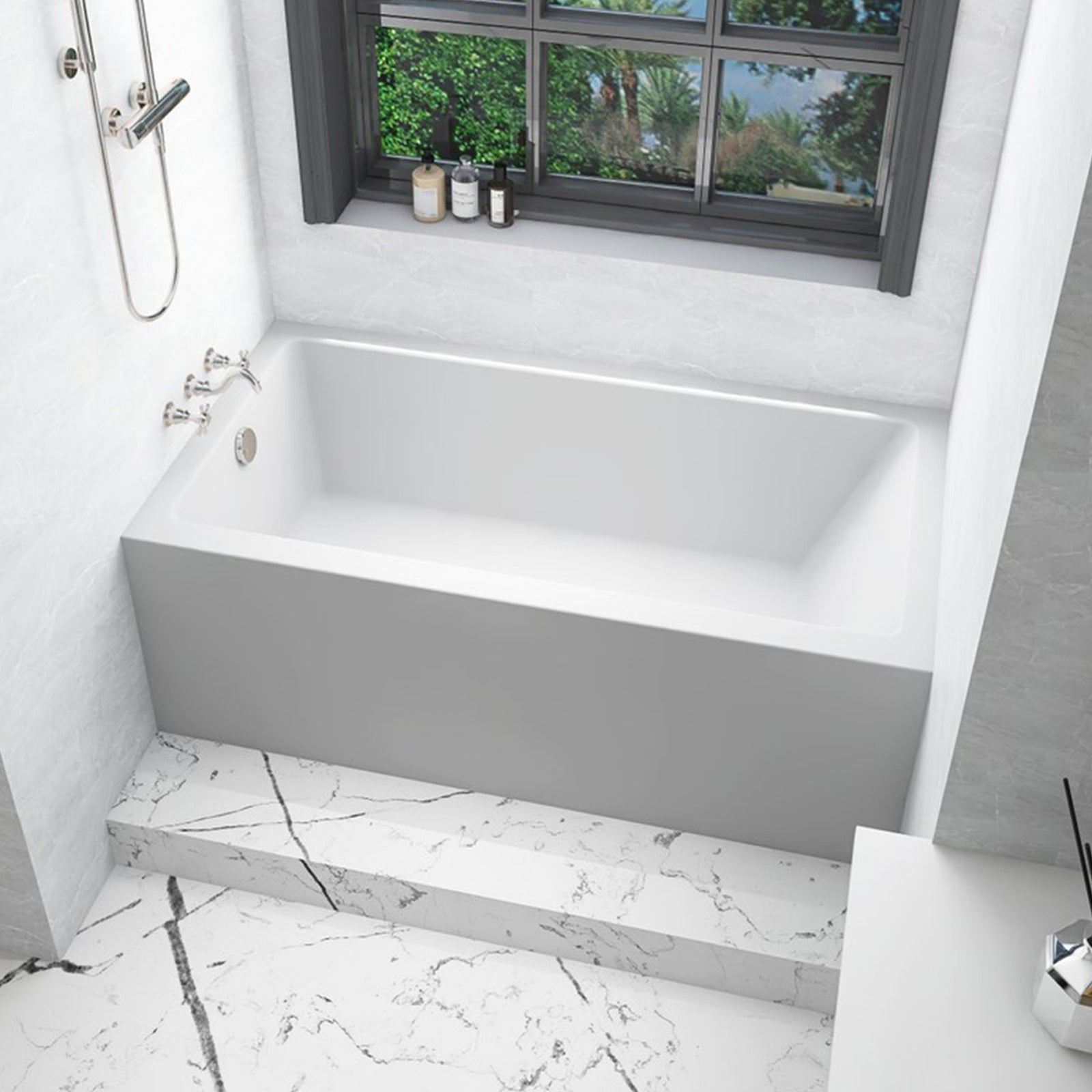 Alcove Soaking Bathtub 32X60 Inch Left Drain In Glossy White Glossy White Finish - KITCHEN & BATH by Joshua Marshal