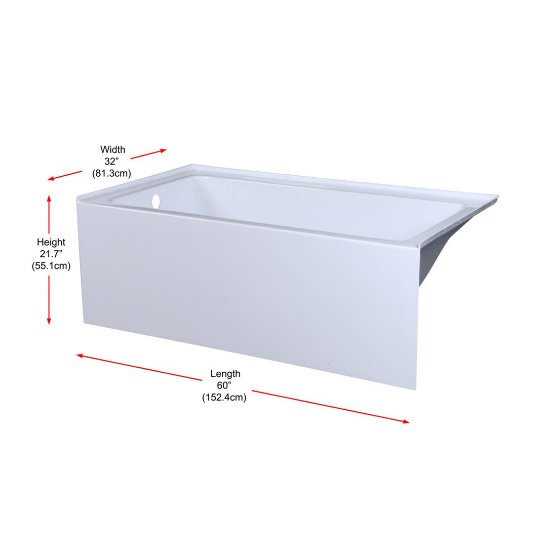 Alcove Soaking Bathtub 32X60 Inch Left Drain In Glossy White - View 5 - Joshua Marshal