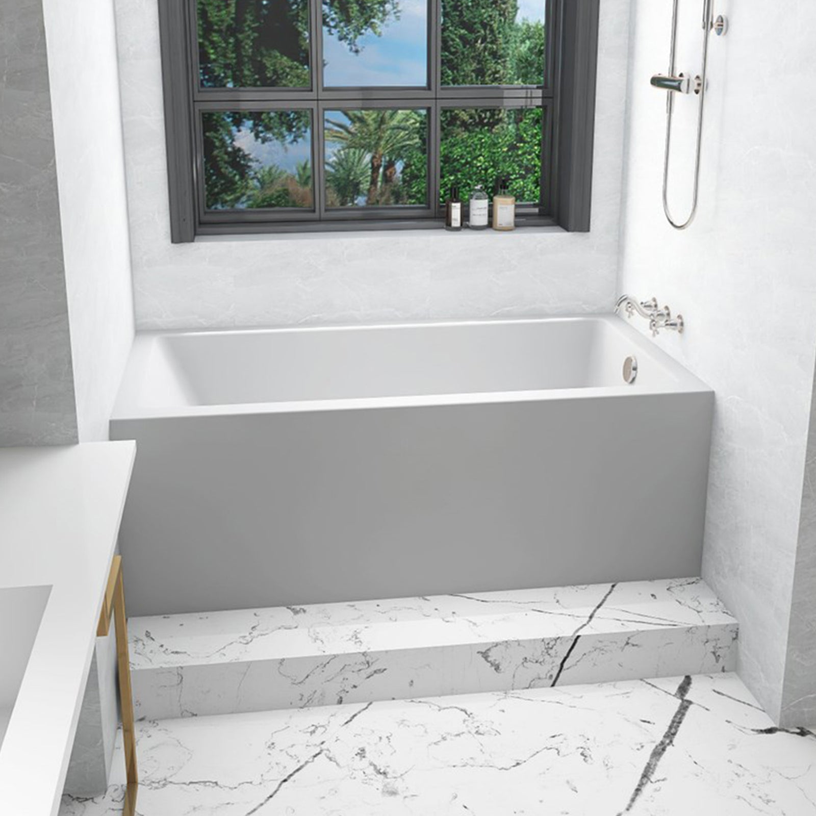 Alcove Soaking Bathtub 32X60 Inch Right Drain In Glossy White Glossy White Finish - KITCHEN & BATH by Joshua Marshal