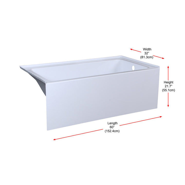 Alcove Soaking Bathtub 32X60 Inch Right Drain In Glossy White - View 6 - Joshua Marshal