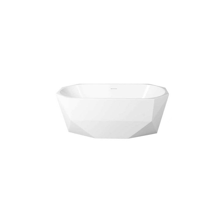 59 Inch Soaking Diamond Style Bathtub In Glossy White - View 3 - Joshua Marshal