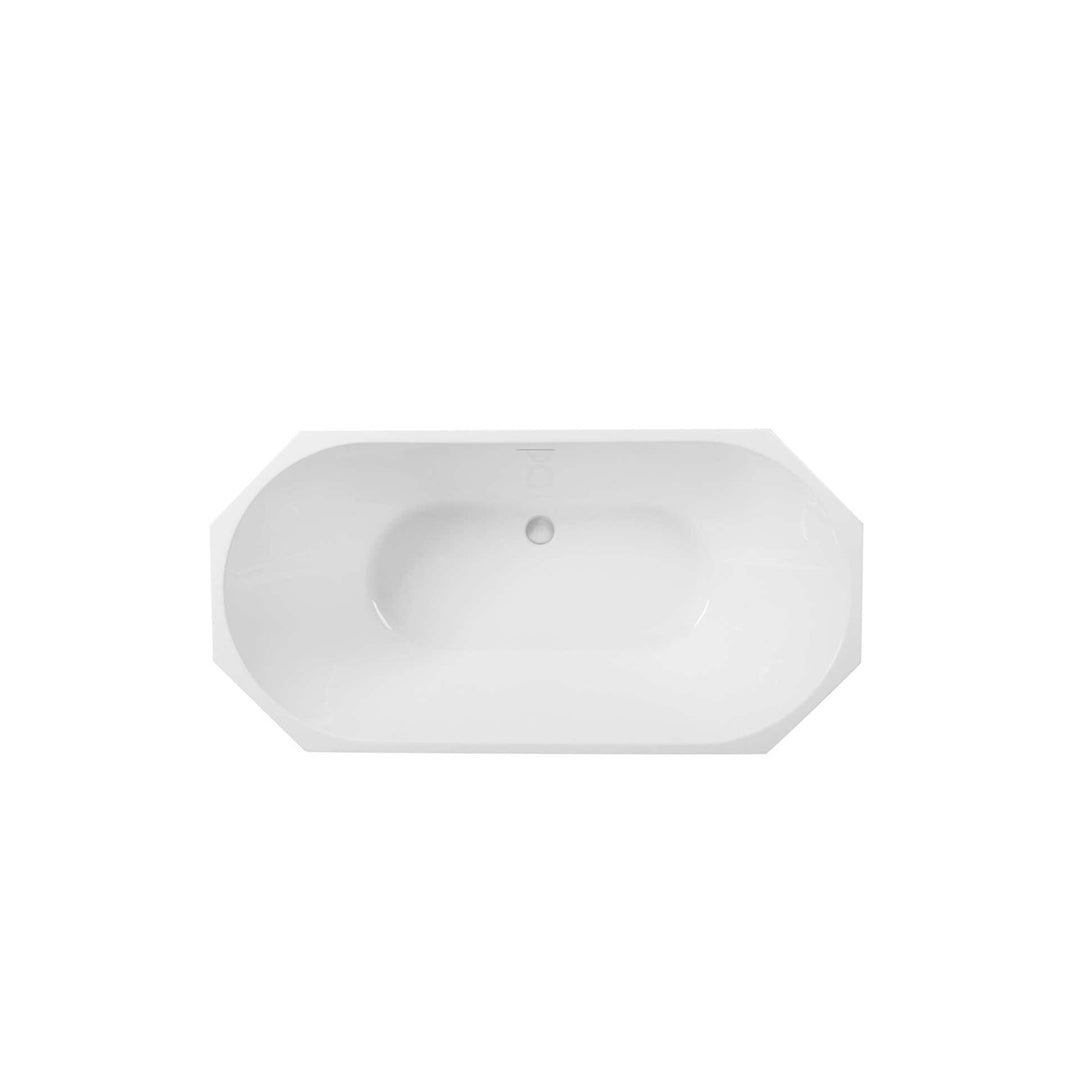 59 Inch Soaking Diamond Style Bathtub In Glossy White - View 6 - Joshua Marshal