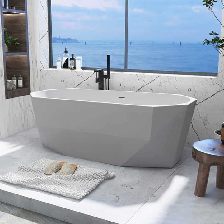 67 Inch Soaking Diamond Style Bathtub In Glossy White Glossy White Finish - KITCHEN & BATH by Joshua Marshal