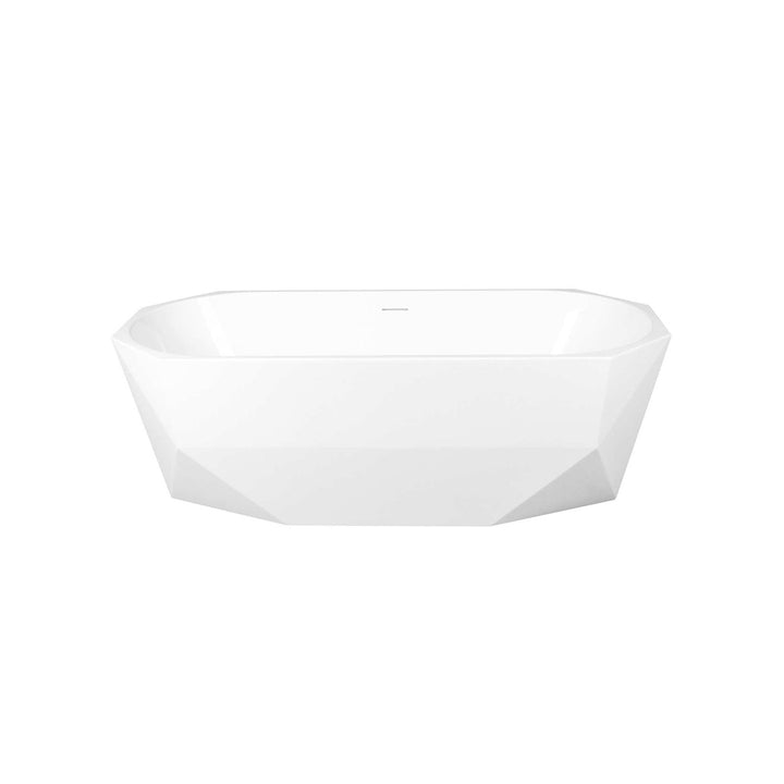 67 Inch Soaking Diamond Style Bathtub In Glossy White - View 3 - Joshua Marshal