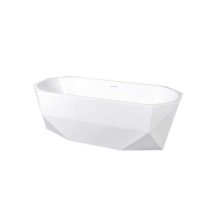67 Inch Soaking Diamond Style Bathtub In Glossy White - View 4 - Joshua Marshal