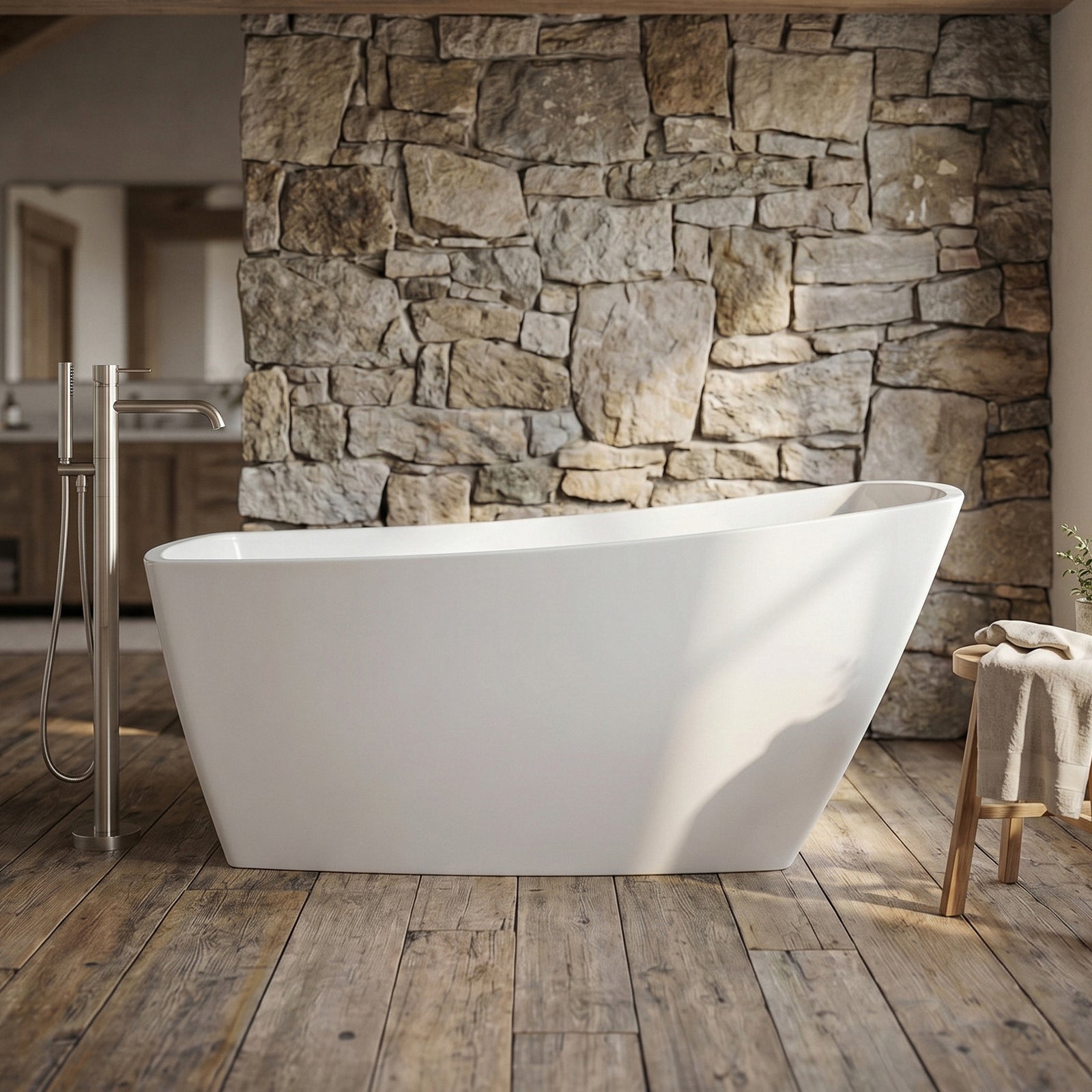 67 Inch Soaking Single Slipper Rectangular Bathtub In Glossy White Glossy White Finish - KITCHEN & BATH by Joshua Marshal