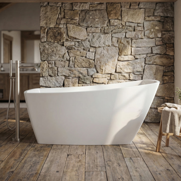67 Inch Soaking Single Slipper Rectangular Bathtub In Glossy White Glossy White Finish - KITCHEN & BATH by Joshua Marshal
