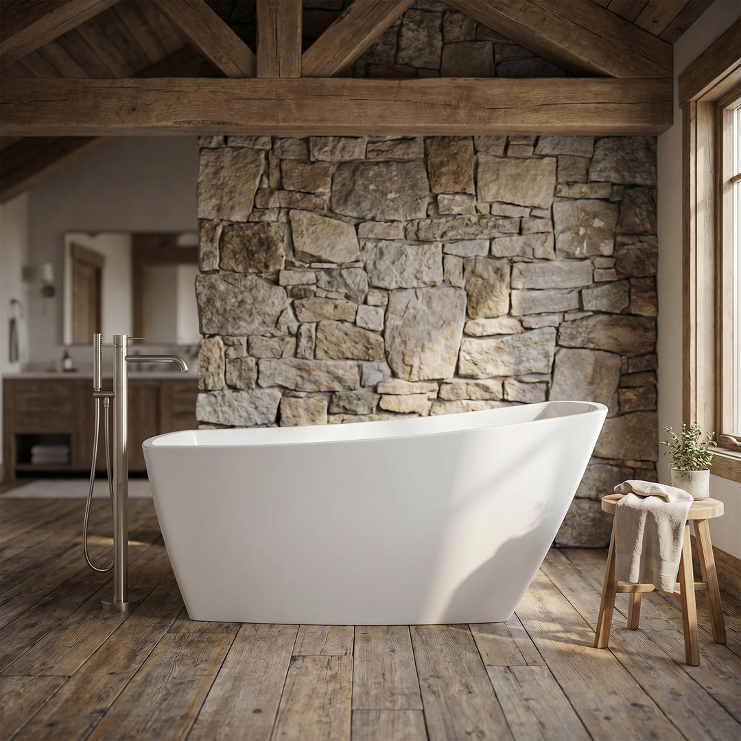 67 Inch Soaking Single Slipper Rectangular Bathtub In Glossy White - View 2 - Joshua Marshal