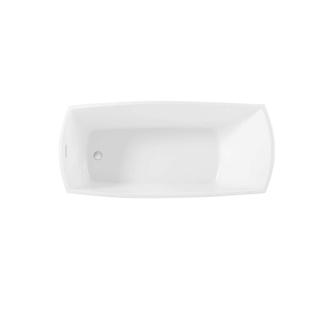 67 Inch Soaking Single Slipper Rectangular Bathtub In Glossy White - View 6 - Joshua Marshal
