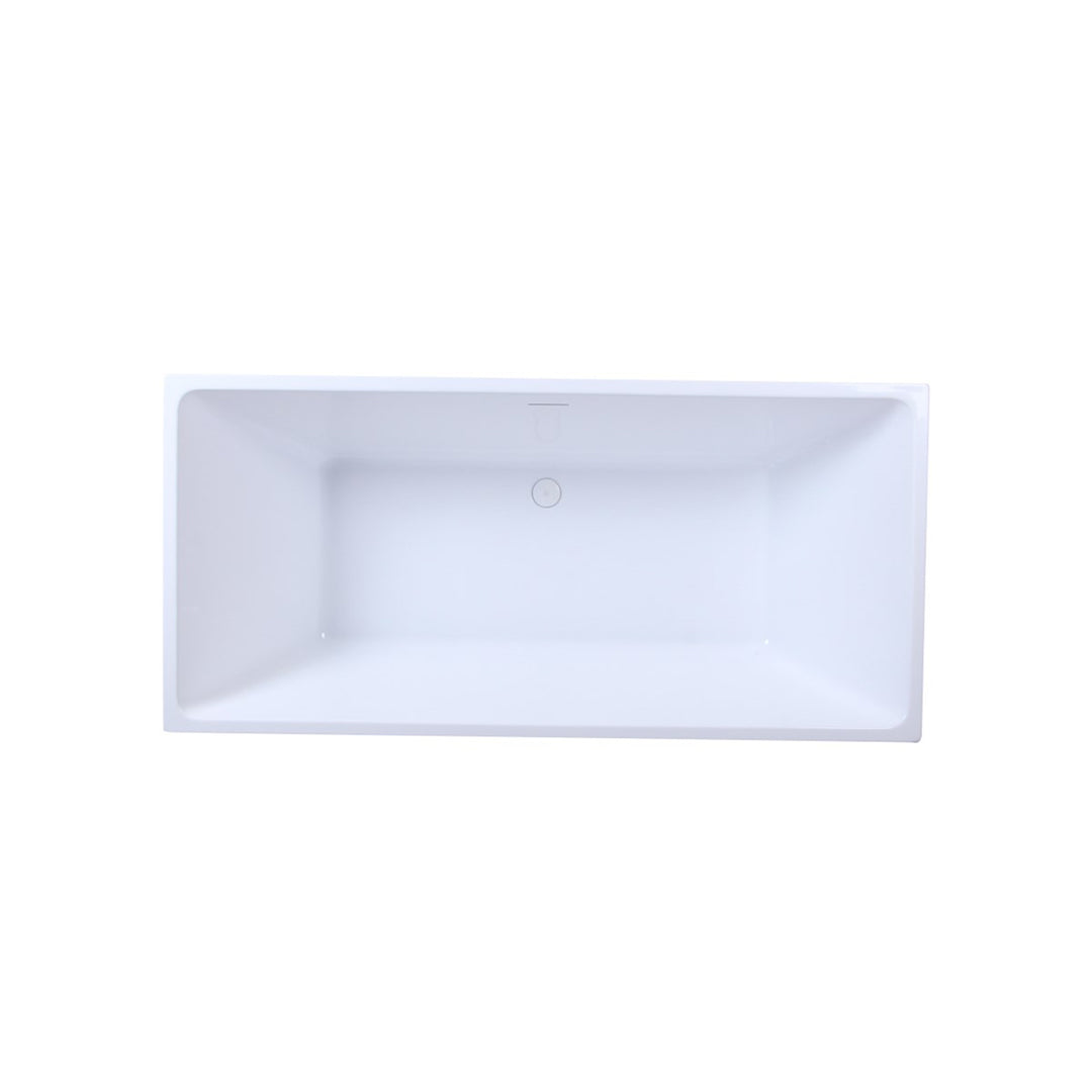 67 Inch Soaking Rectangular Bathtub In Glossy White - View 4 - Joshua Marshal