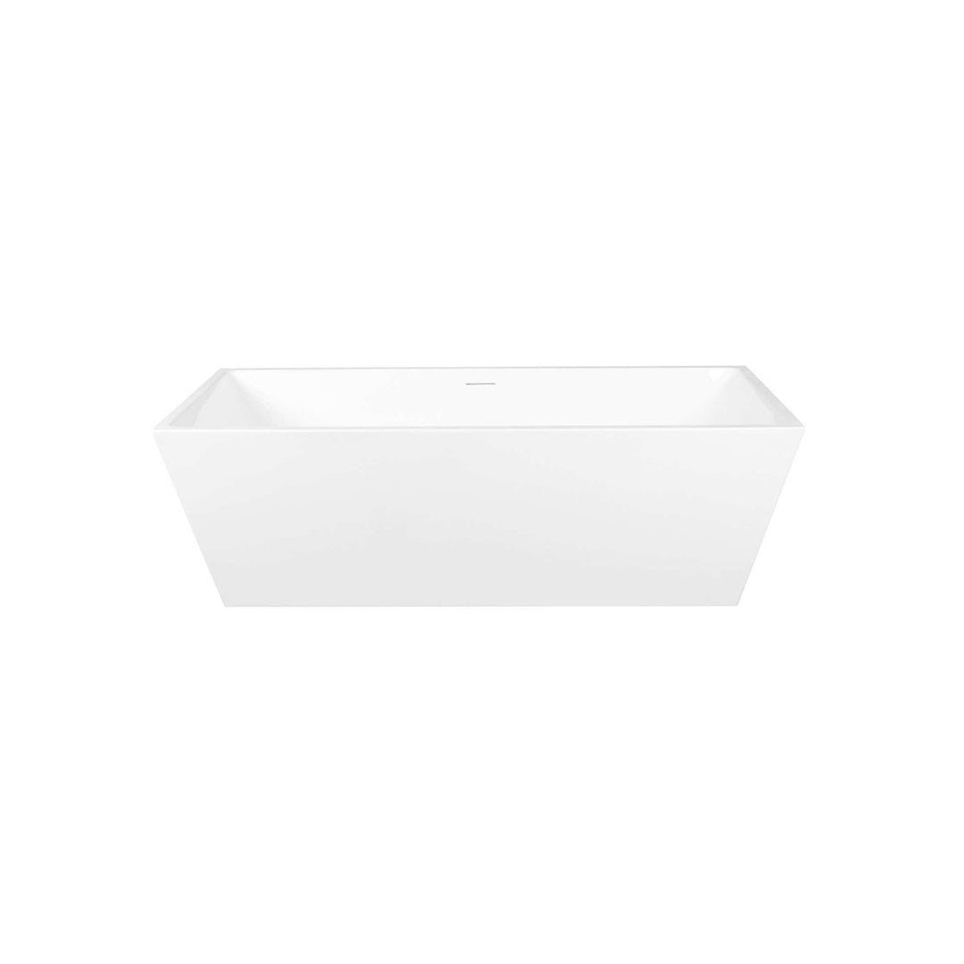 72 Inch Soaking Rectangular Bathtub In Glossy White - View 3 - Joshua Marshal