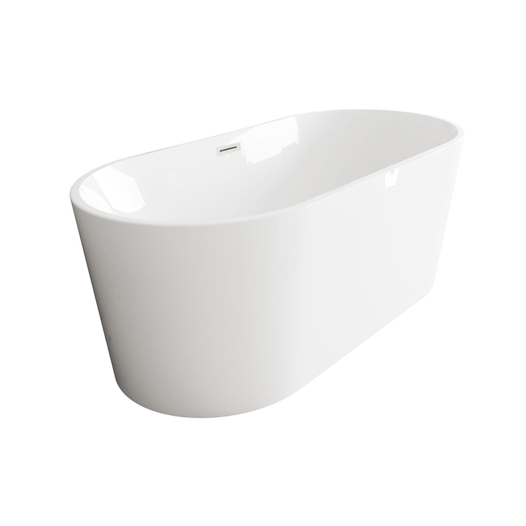 59 Inch Bathtub In Glossy White With Brushed Nickel Trim - View 4 - Joshua Marshal