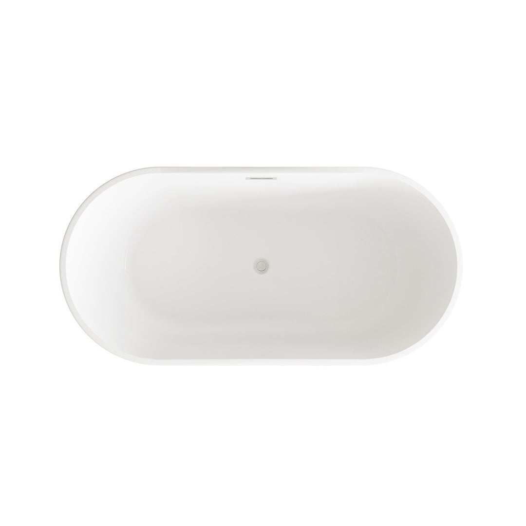 59 Inch Bathtub In Glossy White With Brushed Nickel Trim - View 5 - Joshua Marshal