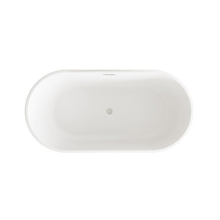59 Inch Bathtub In Glossy White With Brushed Nickel Trim - View 5 - Joshua Marshal