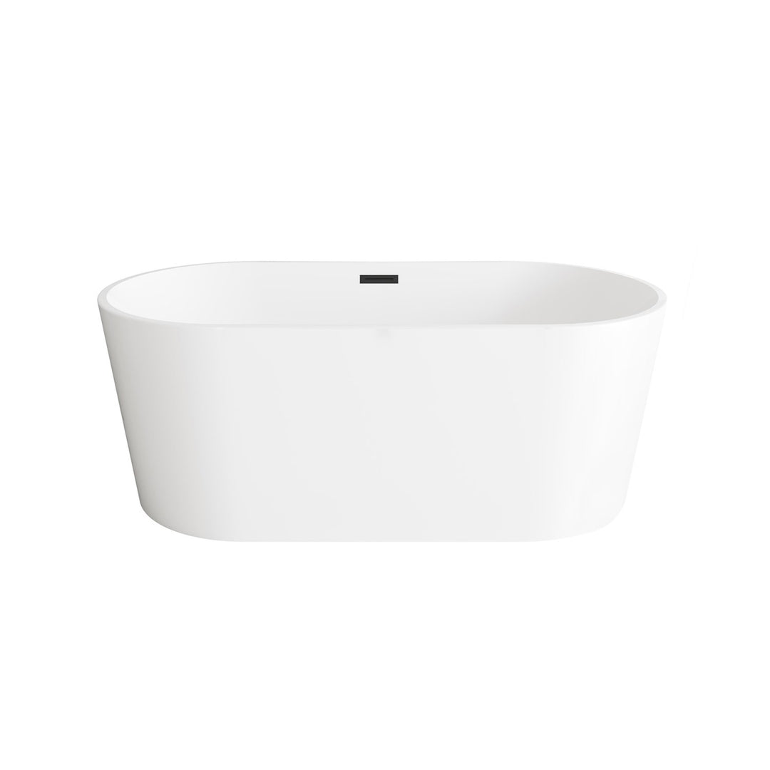 59 Inch Bathtub In Glossy White With Matte Black Trim - View 3 - Joshua Marshal