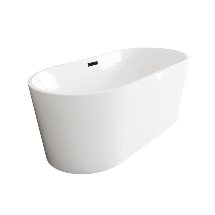 59 Inch Bathtub In Glossy White With Matte Black Trim - View 4 - Joshua Marshal