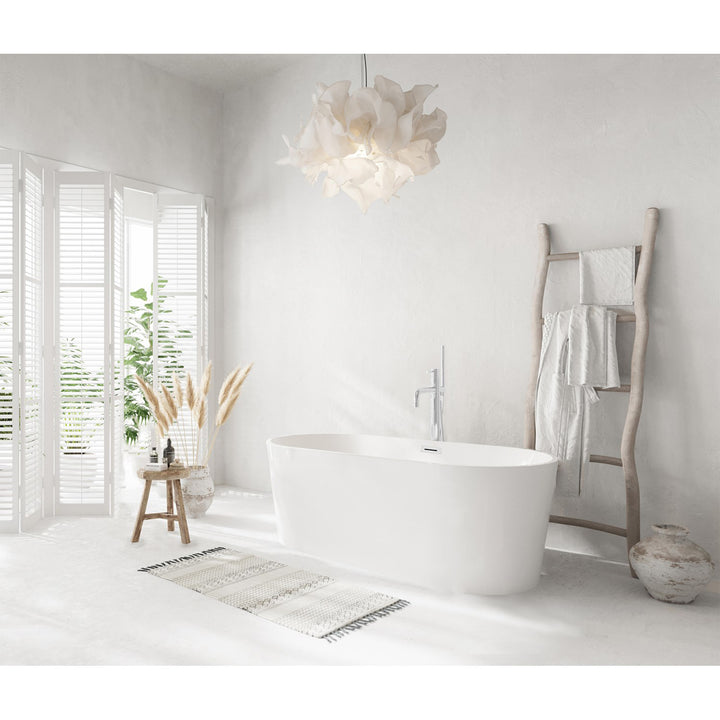 59 Inch Bathtub In Glossy White With Chrome Trim - View 2 - Joshua Marshal